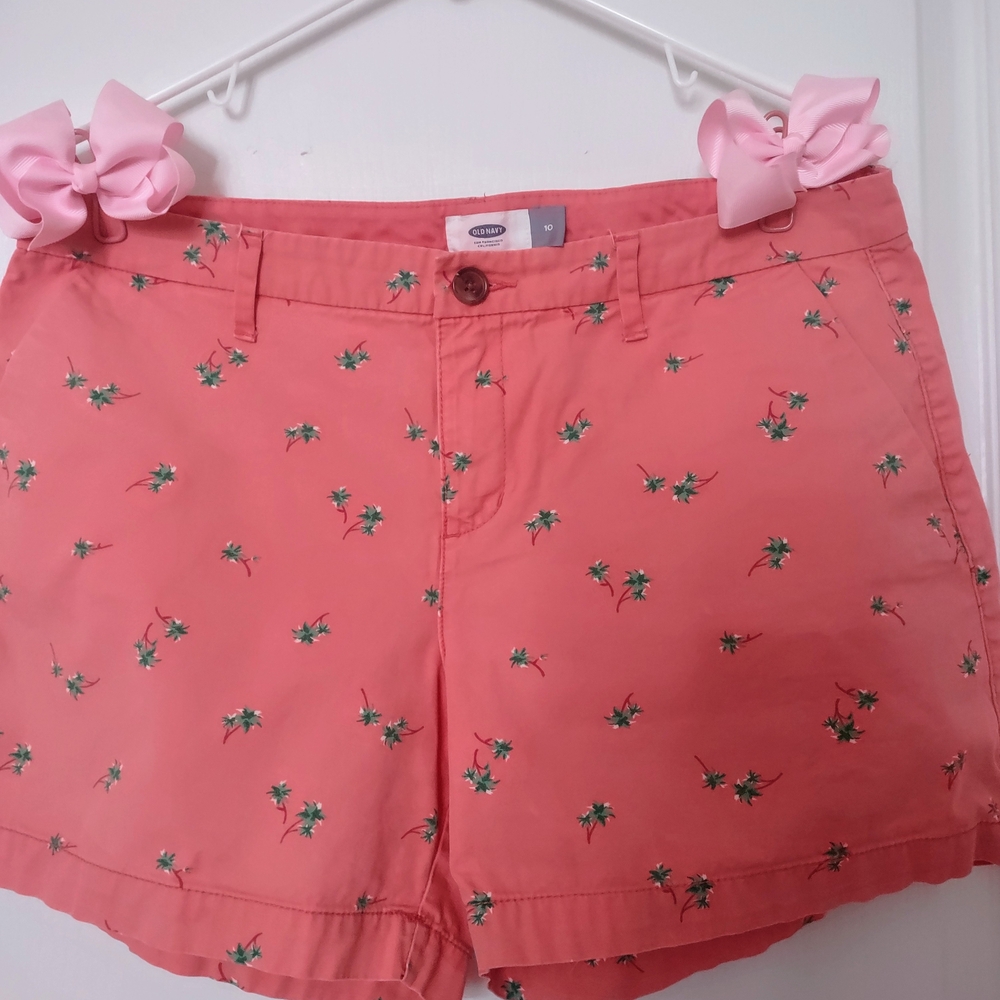 Old Navy Pink Bermudas with Playful Bird Print